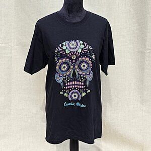 Sugar Skull Cancun, Mexico T-shirt in Neon Colors New with Tag